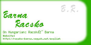 barna racsko business card